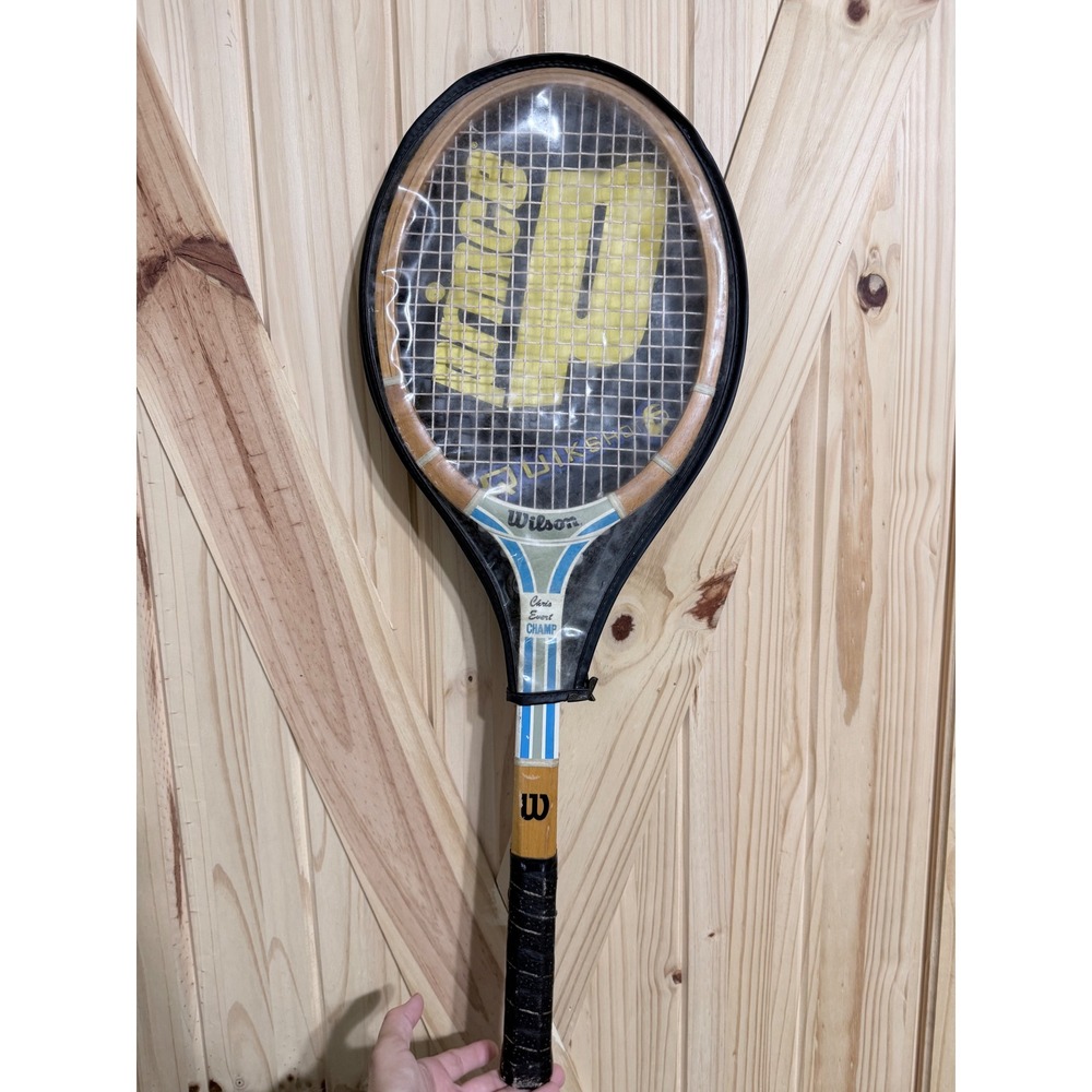 Vintage Wilson Chris Evert Champ Wood Tennis Racquet with Prince Head Cover 27"